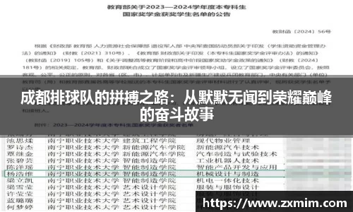 成都排球队的拼搏之路：从默默无闻到荣耀巅峰的奋斗故事